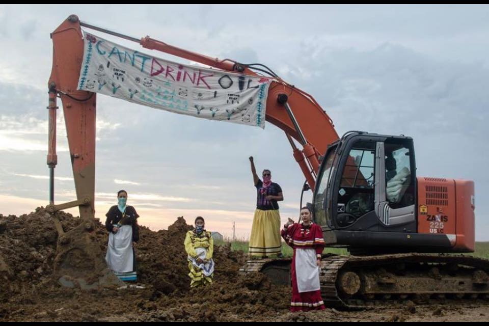 Ashley Nicole McCray and sisters protecting water at Standing Rock